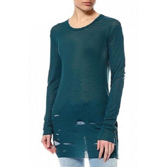 Diesel Tops - Diesel T-Fien Ripped Destroyed Top Teal ( S )